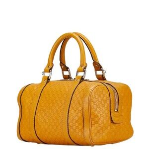 Gucci Shoulder Yellow Bag Brown ssima Boston Leather